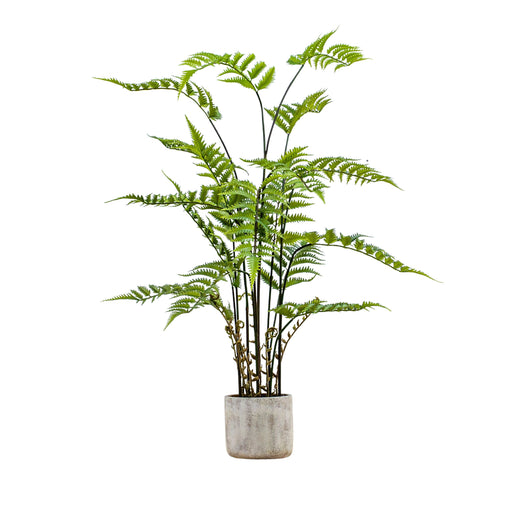 Large Artificial Potted Fern in Cement Pot - 107cm Tall - The Furniture Mega Store 