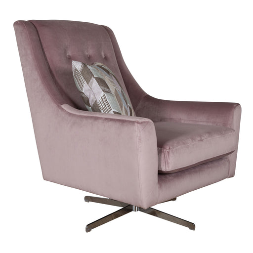 Pink Velvet & Chrome Base Swivel Chair - The Furniture Mega Store 