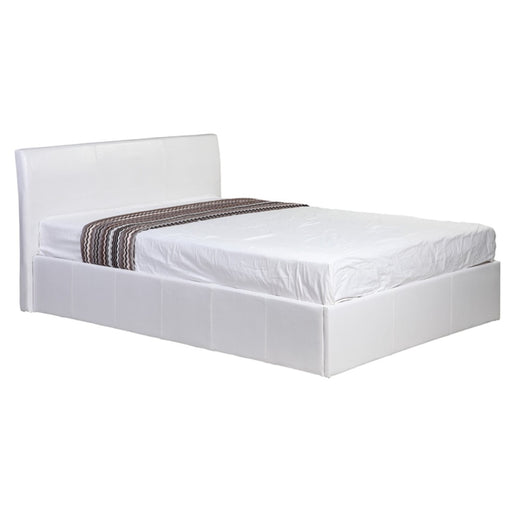 Fusion Small Double 4ft Storage Bed - White Faux Leather - The Furniture Mega Store 