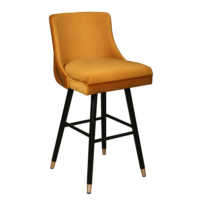 Caroline Bespoke Button Back Bar Stool - Plush Velvet - Various Options - The Furniture Mega Store 