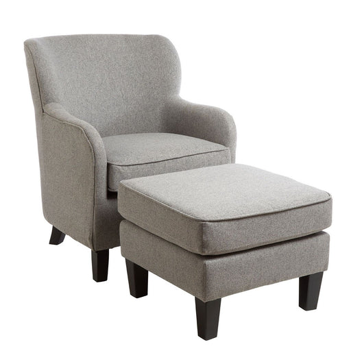 Grey Fabric Chair & Footstool - The Furniture Mega Store 