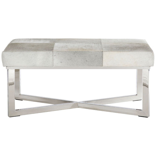 Townhouse Genuine White Leather & Stainless Steel Base Bench - The Furniture Mega Store 
