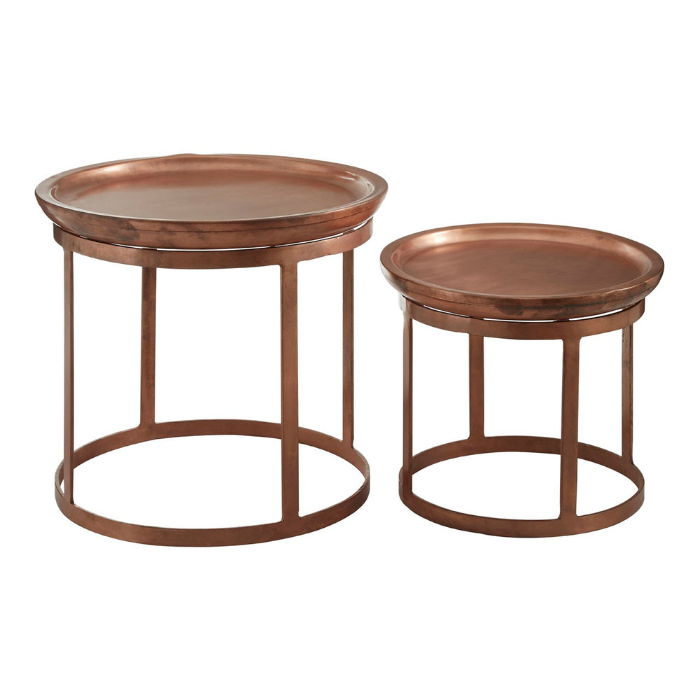 Crest Copper Finish Iron Tables - Set Of 2 - The Furniture Mega Store 