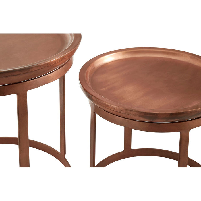 Crest Copper Finish Iron Tables - Set Of 2 - The Furniture Mega Store 