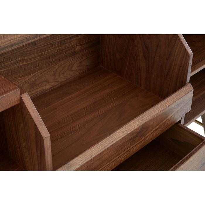 Kenso Walnut Wood & Brass Finish Sideboard - The Furniture Mega Store 