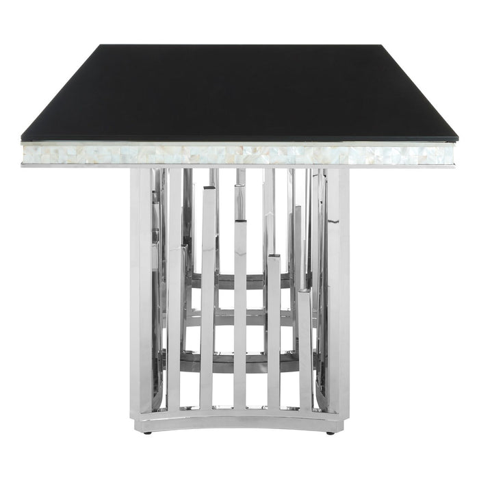 Eliza Silver Finish Glass Top Dining Table - The Furniture Mega Store 