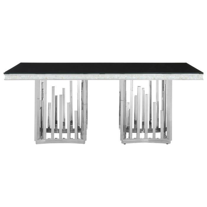 Eliza Silver Finish Glass Top Dining Table