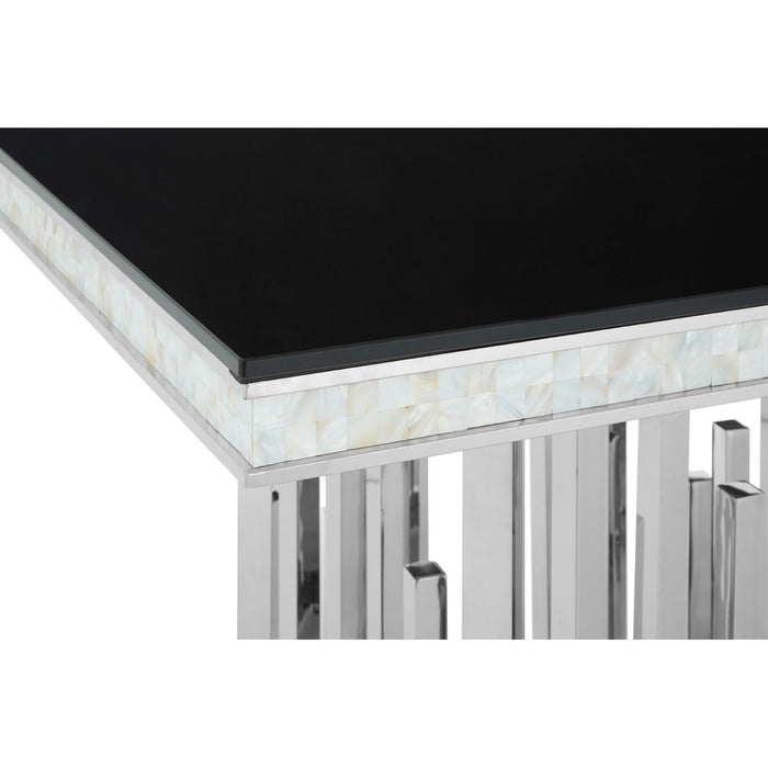 Eliza Silver Finish Glass Top Dining Table - The Furniture Mega Store 