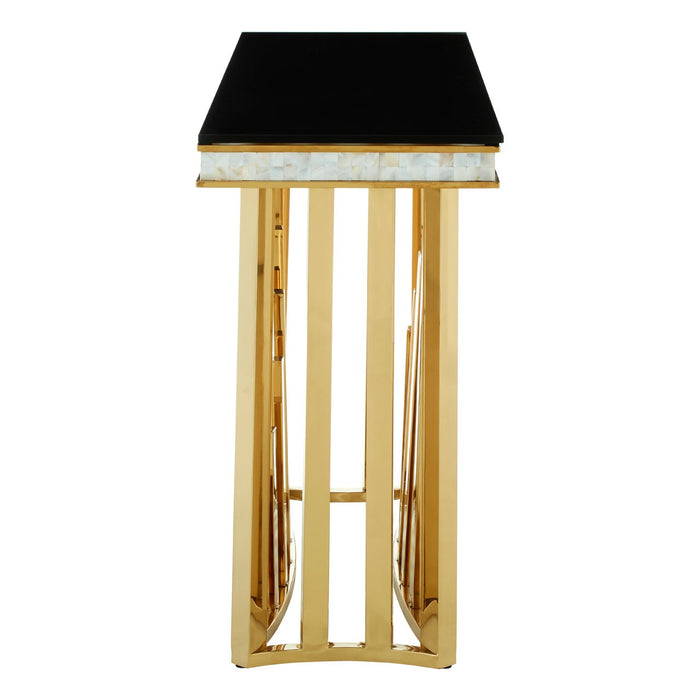 Eliza Gold Finish - Mother of pearl Inlay Console Table - The Furniture Mega Store 