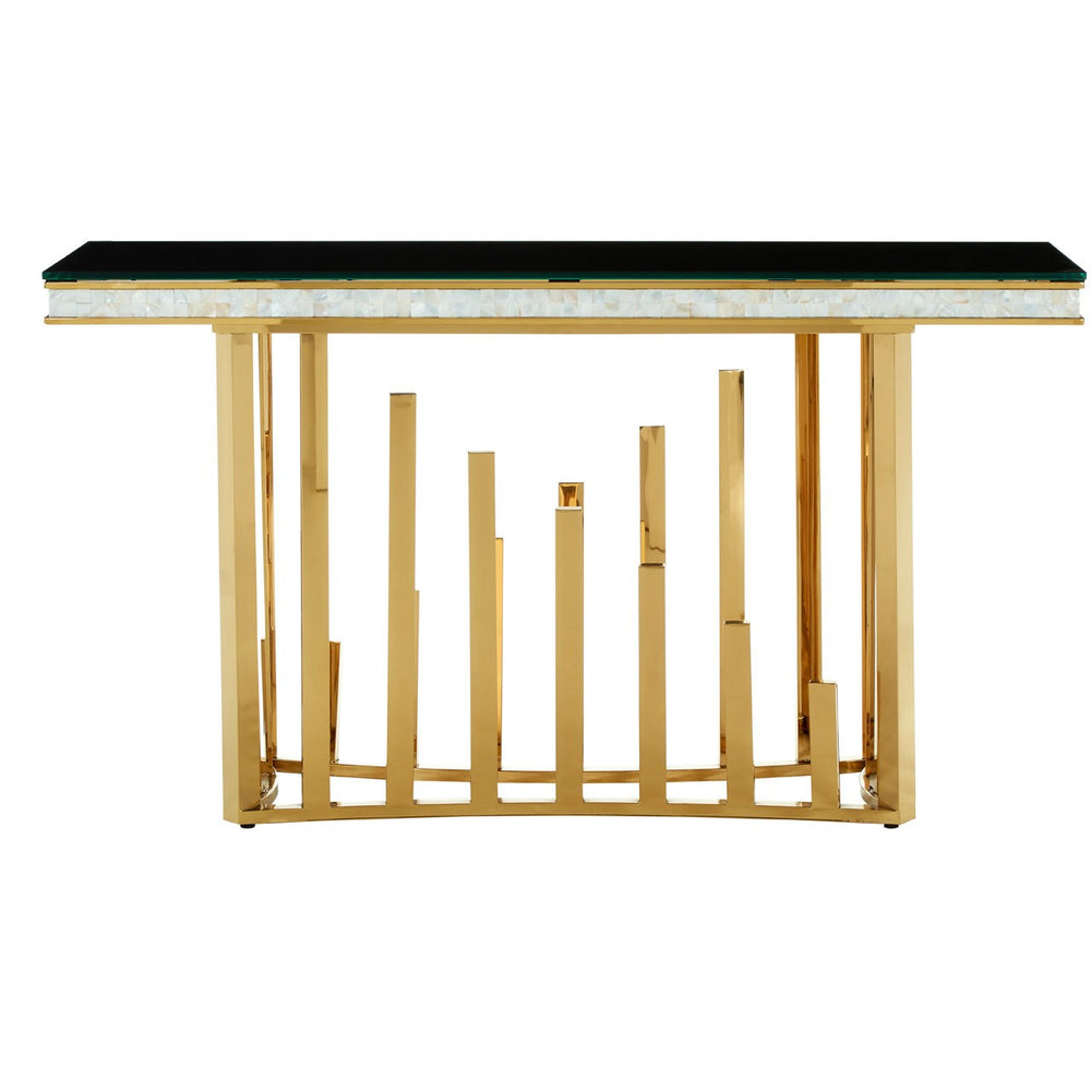 Eliza Gold Finish - Mother of pearl Inlay Console Table - The Furniture Mega Store 