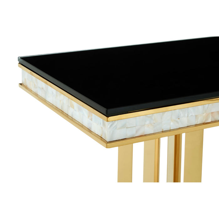 Eliza Gold Finish - Mother of pearl Inlay Console Table - The Furniture Mega Store 
