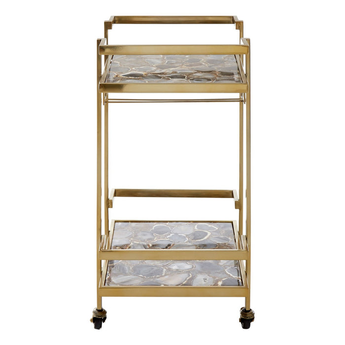 Vita Agate & Gold Finish Drinks Trolley - The Furniture Mega Store 