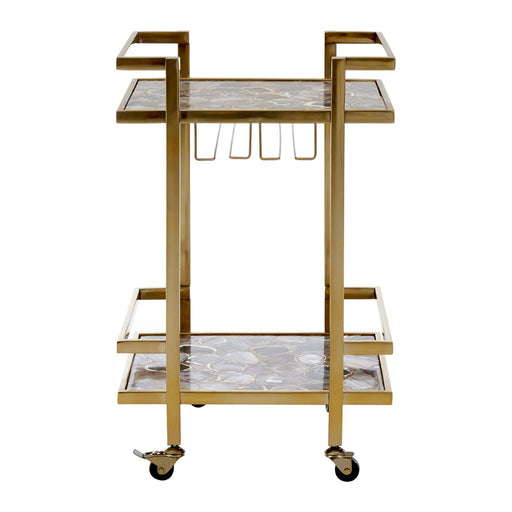 Vita Agate & Gold Finish Drinks Trolley - The Furniture Mega Store 