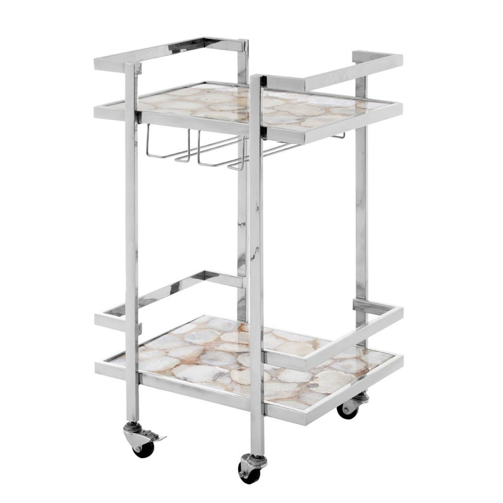 Vita White Agate Drinks Trolley - The Furniture Mega Store 