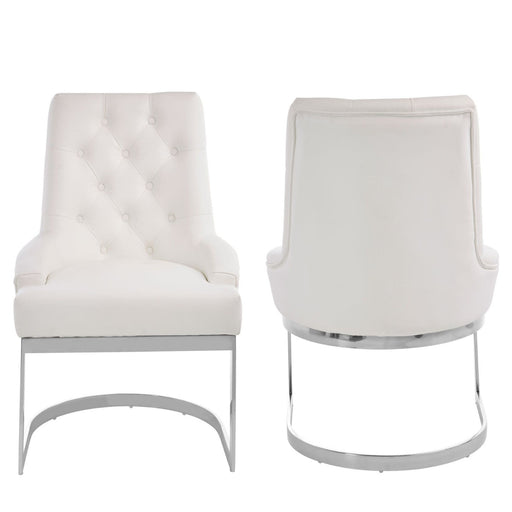 Zelda Leather & Chrome Dining Chairs - Set Of 2 -Choice Of Colours - The Furniture Mega Store 