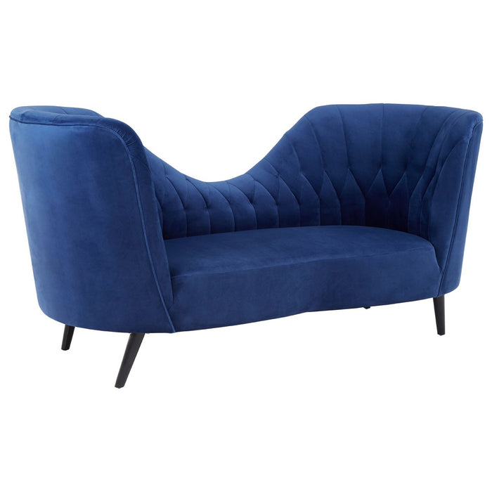 Malena Blue Velvet Chaise Lounge - The Furniture Mega Store 