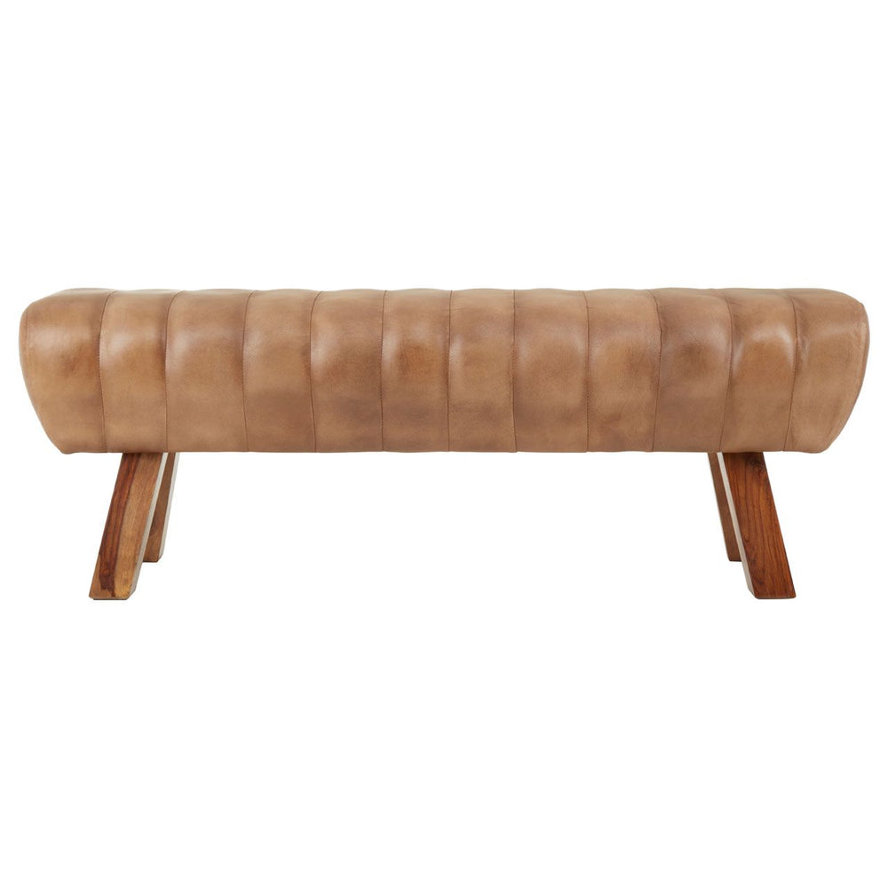 Buffalo Genuine Leather Vintage Style Bench Seat - The Furniture Mega Store 