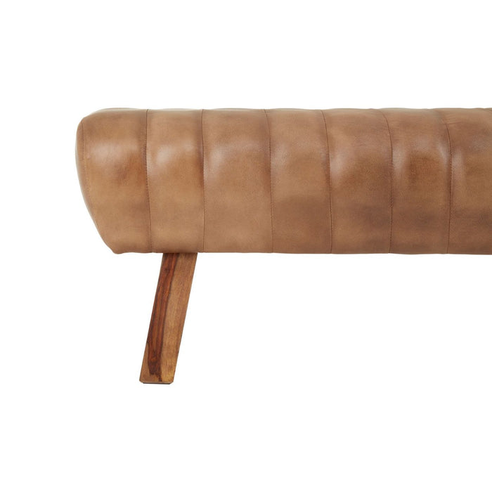 Buffalo Genuine Leather Vintage Style Bench Seat - The Furniture Mega Store 