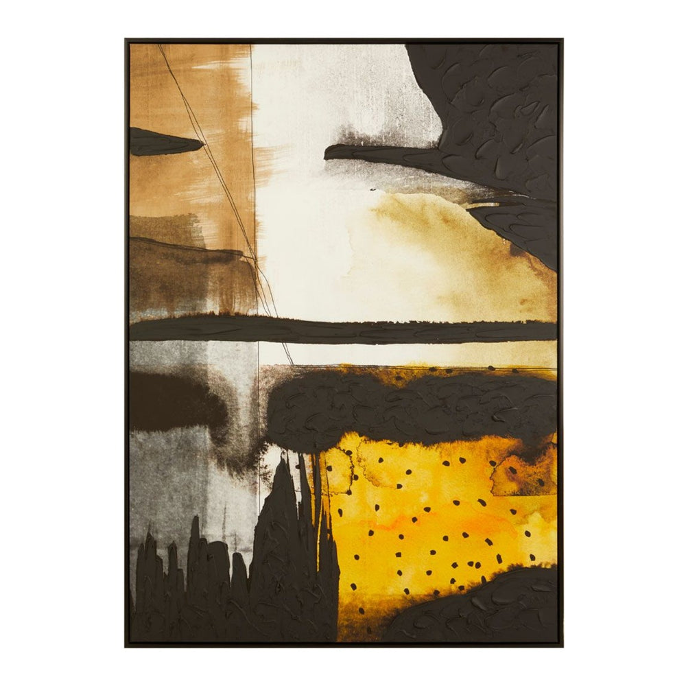 Astratto Black & Ochre Framed Wall Art - The Furniture Mega Store 