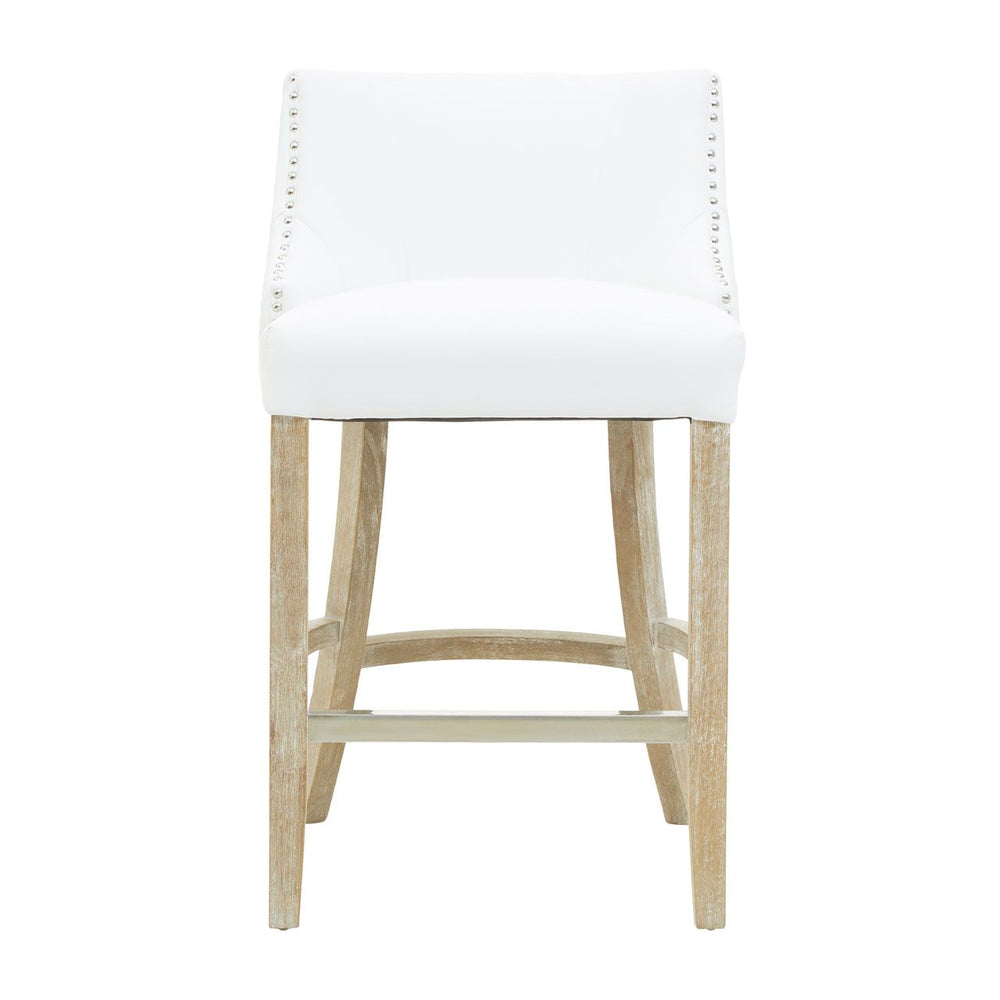 Hevea Low Back Bar Stool - White Leather - The Furniture Mega Store 