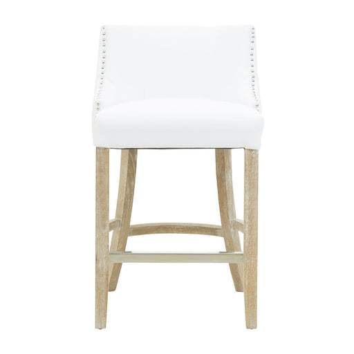 Hevea Low Back Bar Stool - White Leather - The Furniture Mega Store 