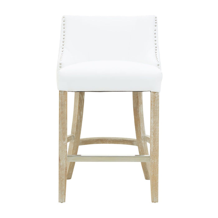 Hevea Low Back Bar Stool - White Leather - The Furniture Mega Store 