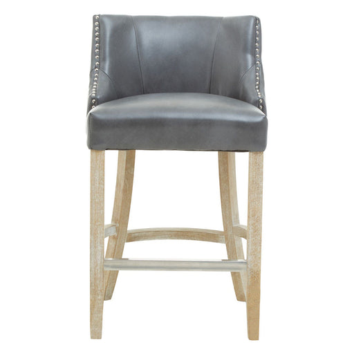 Hevea Bar Stool - Grey Leather - The Furniture Mega Store 