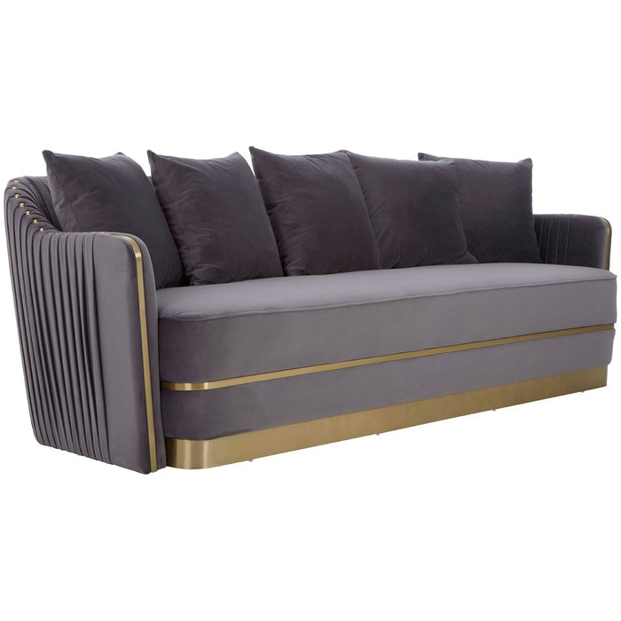 Shea 3 Seat Pleated Back Velvet Sofa - The Furniture Mega Store 