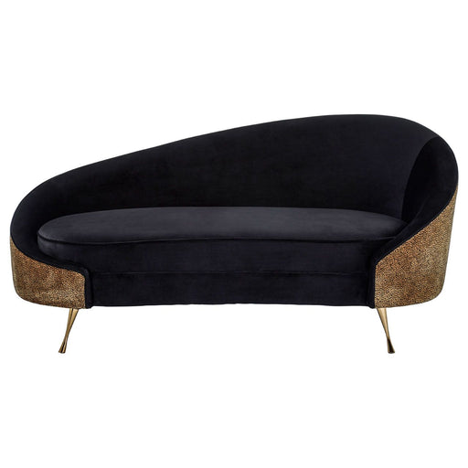 Manhattan Leopard Print & Black Velvet With Gold Legs Chaise Lounge - The Furniture Mega Store 