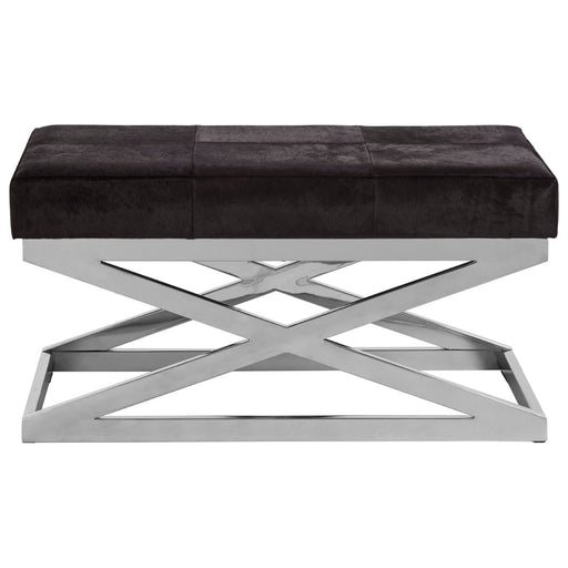 Townhouse Genuine Leather & Stainless Steel Cross Base Bench - The Furniture Mega Store 