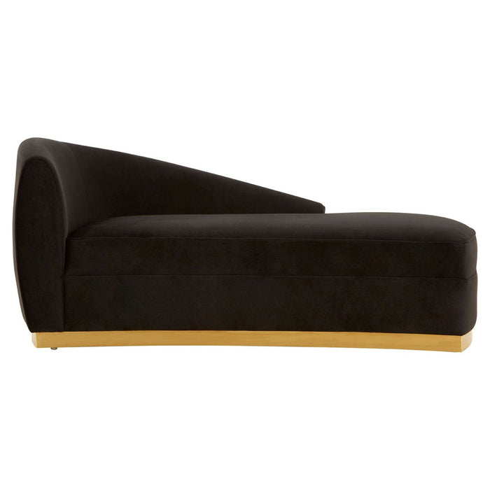 Batix Black Velvet Left Arm Chaise Longue - The Furniture Mega Store 