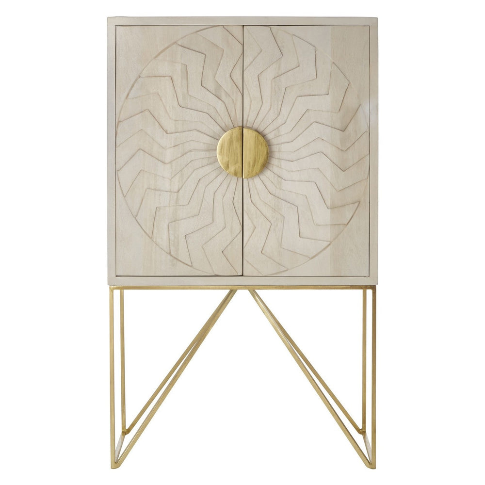 Sadras White Wash Carved Detail Cabinet - The Furniture Mega Store 