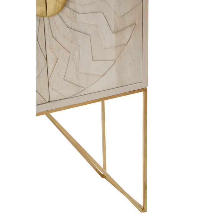 Sadras White Wash Carved Detail Cabinet - The Furniture Mega Store 