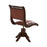Inca Teak & Antique Brown Leather Swivel Office Chair - The Furniture Mega Store 