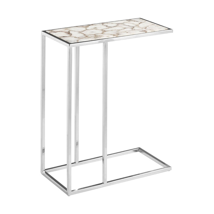 Vita White & Silver Agate Side Table - The Furniture Mega Store 