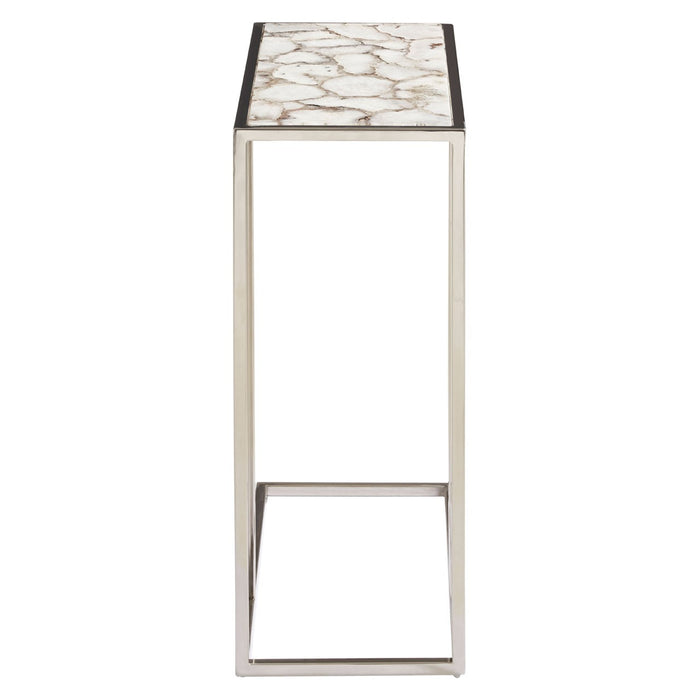 Vita White & Silver Agate Side Table - The Furniture Mega Store 