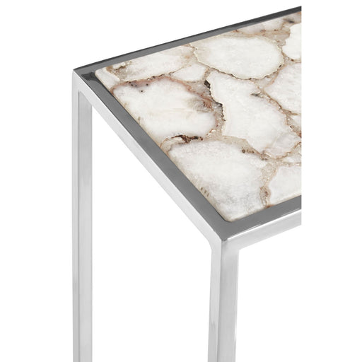 Vita White & Silver Agate Side Table - The Furniture Mega Store 