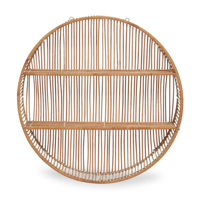 Large Natural Rattan Circular Wall Shelf - 60cm - The Furniture Mega Store 