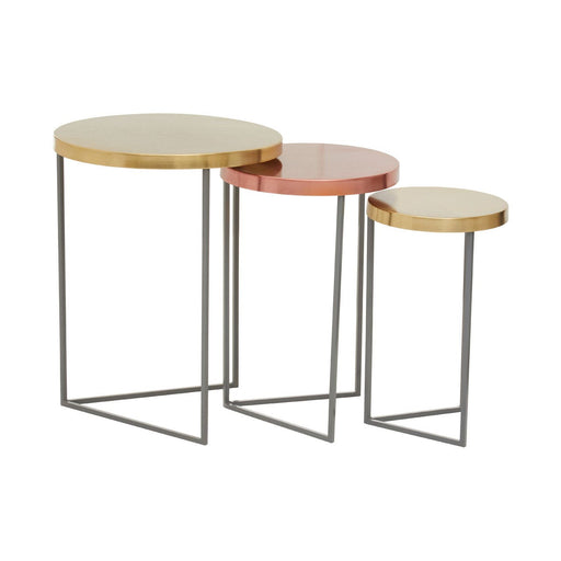 Kobra Set Of 3 Metallic Nest Side Tables - The Furniture Mega Store 