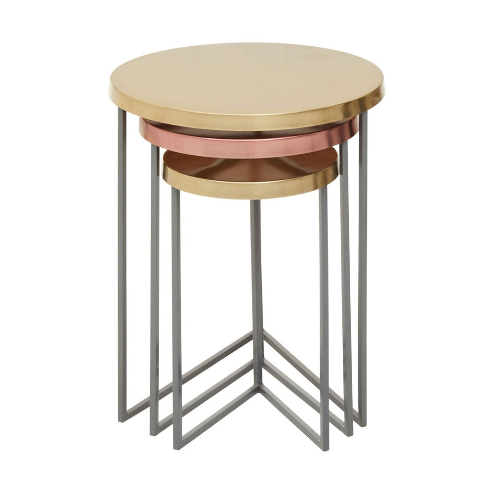 Kobra Set Of 3 Metallic Nest Side Tables - The Furniture Mega Store 