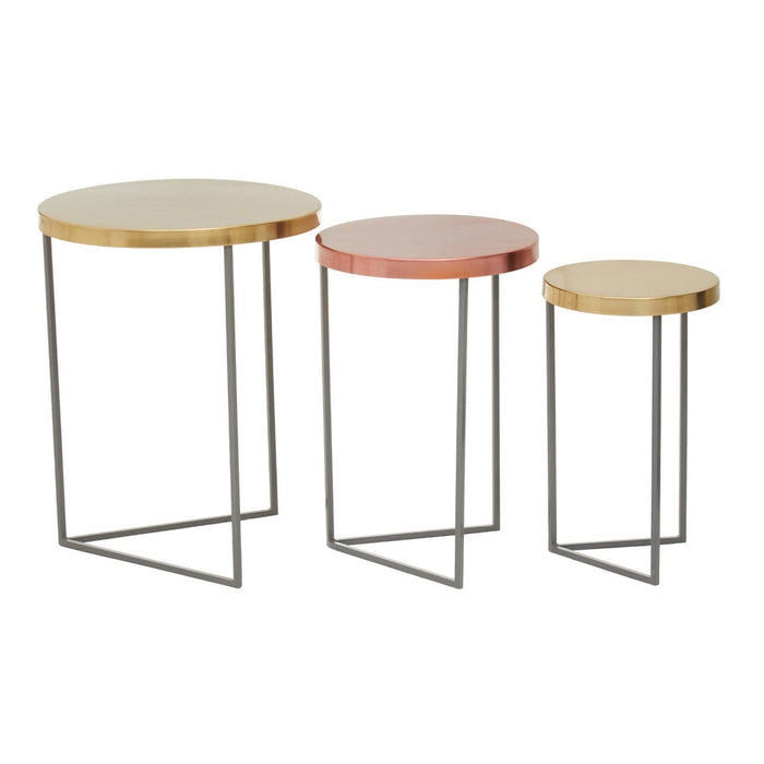 Kobra Set Of 3 Metallic Nest Side Tables - The Furniture Mega Store 