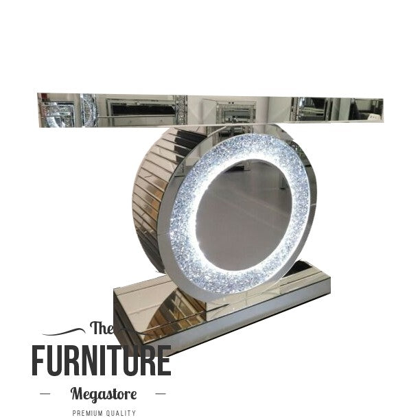 Console Sparkle Table Large Crushed Diamond Mirrored LED Sparkle Console Table | The ...