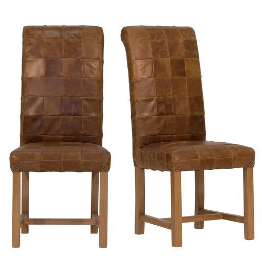 Rollback Vintage Leather Patchwork Dining Chair - The Furniture Mega Store 