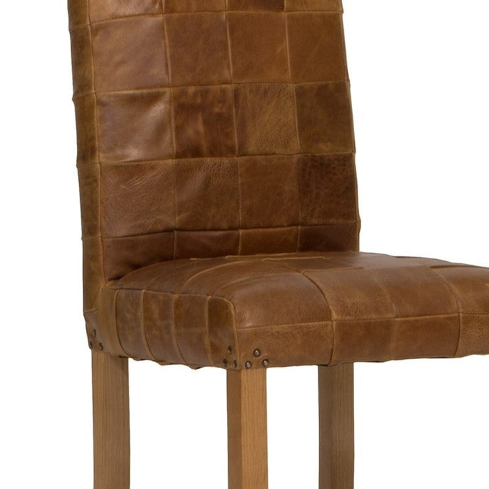 Rollback Vintage Leather Patchwork Dining Chair - The Furniture Mega Store 