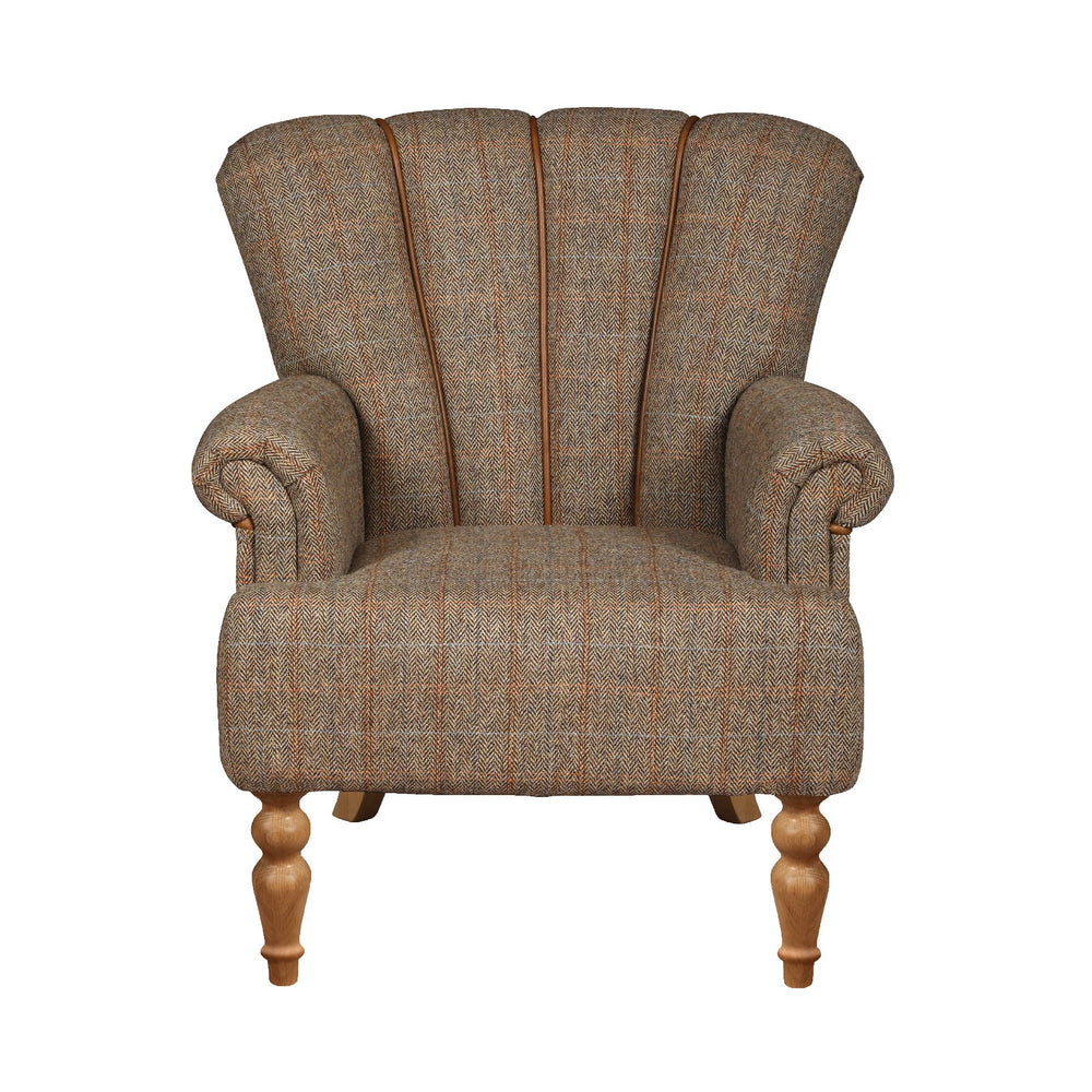 Lily Harris Tweed & Vintage Leather Chair - Choice Of Size - Upholstery & Feet - The Furniture Mega Store 