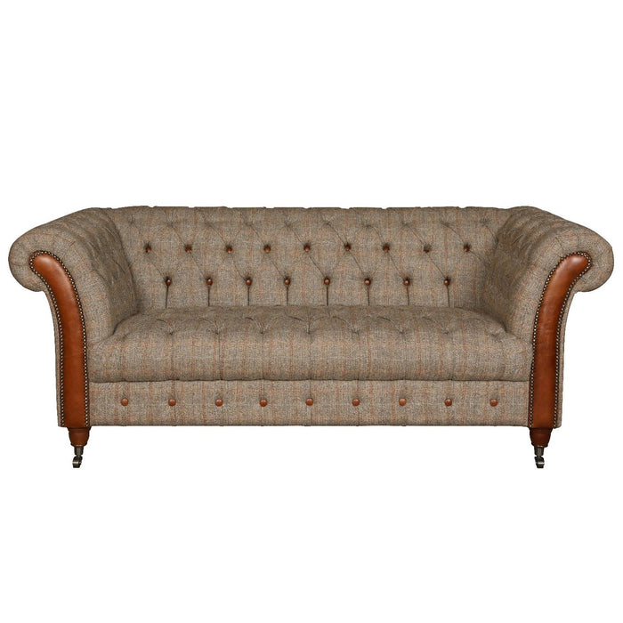 Westminster Buttoned Harris Tweed & Vintage Leather Chesterfield Sofa & Chair Collection - The Furniture Mega Store 