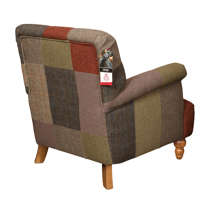 Burford Harris Tweed Harlequin Patchwork Armchair - The Furniture Mega Store 