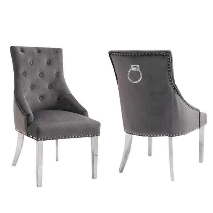 Cheshire Knocker Back Velvet Dining Chairs - Set Of 2 - Choice Of Colours - The Furniture Mega Store 