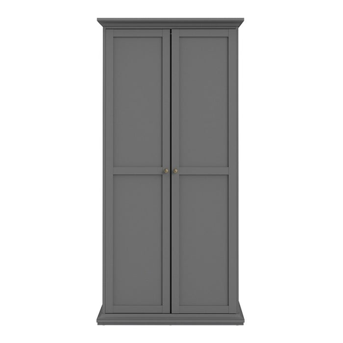 Parisian 2 Door Wardrobe in Matt Grey - The Furniture Mega Store 