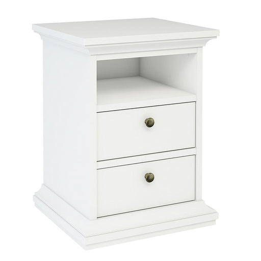 Parisian 2 Drawer Bedside in White - The Furniture Mega Store 